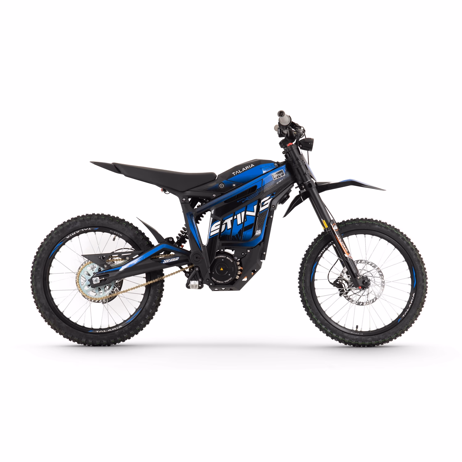 Talaria Sting R MX4 — 8 kW peak, 60V 45Ah, 55 mph.