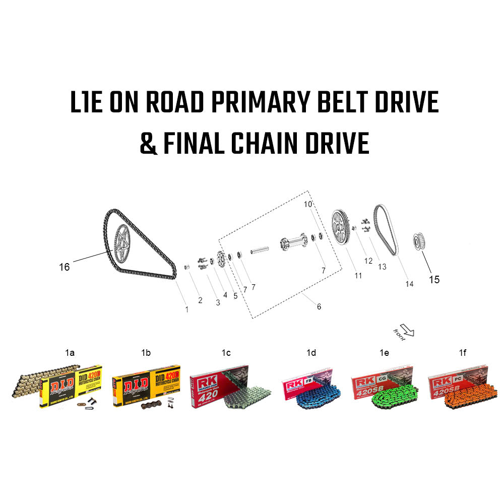 L1E Road Legal - Primary Belt Drive & Final Chain Drive